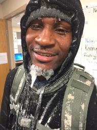 BCH Security Officer Terrian Lakes walked to work from Dorchester
